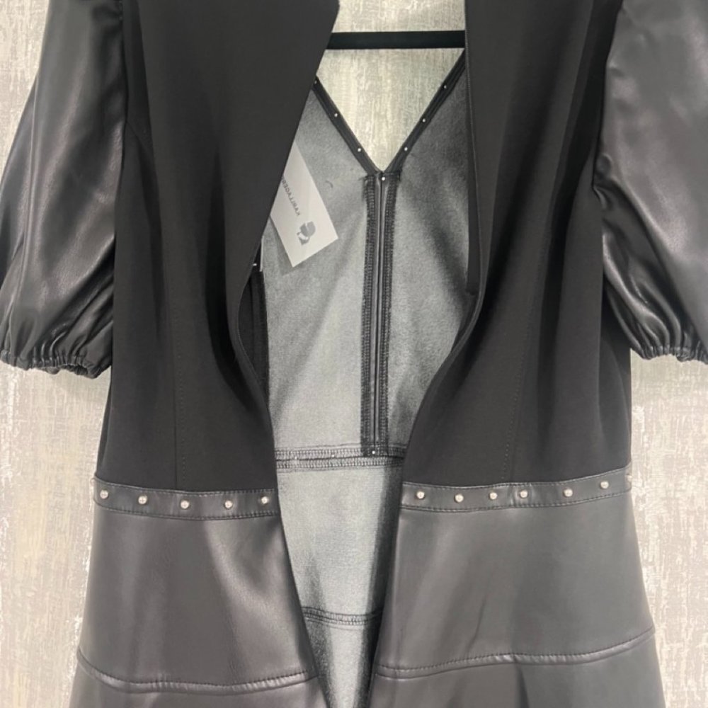 Karl Lagerfeld Paris, Women’s Faux leather dress silver-tone studs. SZ 6, NWT - Picture 10 of 13